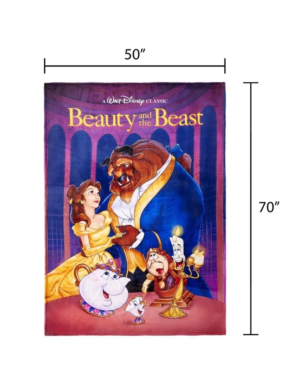 NEW SEALED Disney BEAUTY &THE BEAST VHS Boxed Silk Touch Throw Blanket 50×70